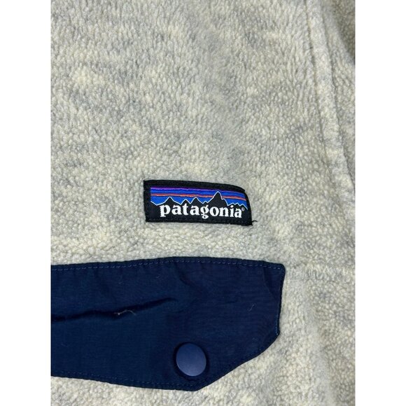 Patagonia Synchilla Men's Size Medium Fleece Jacket Pullover Beige - Picture 10 of 13